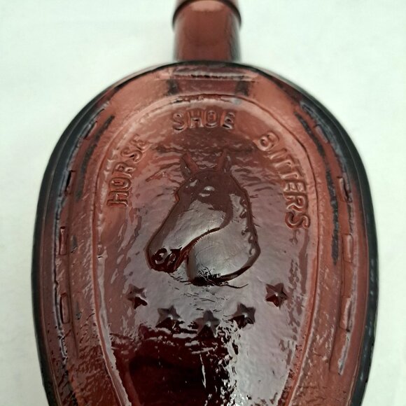 Horseshoe Medicine Co Bitters Wheaton Glass Brown Bottle 7.5"x 4 " Collectible - Picture 2 of 12